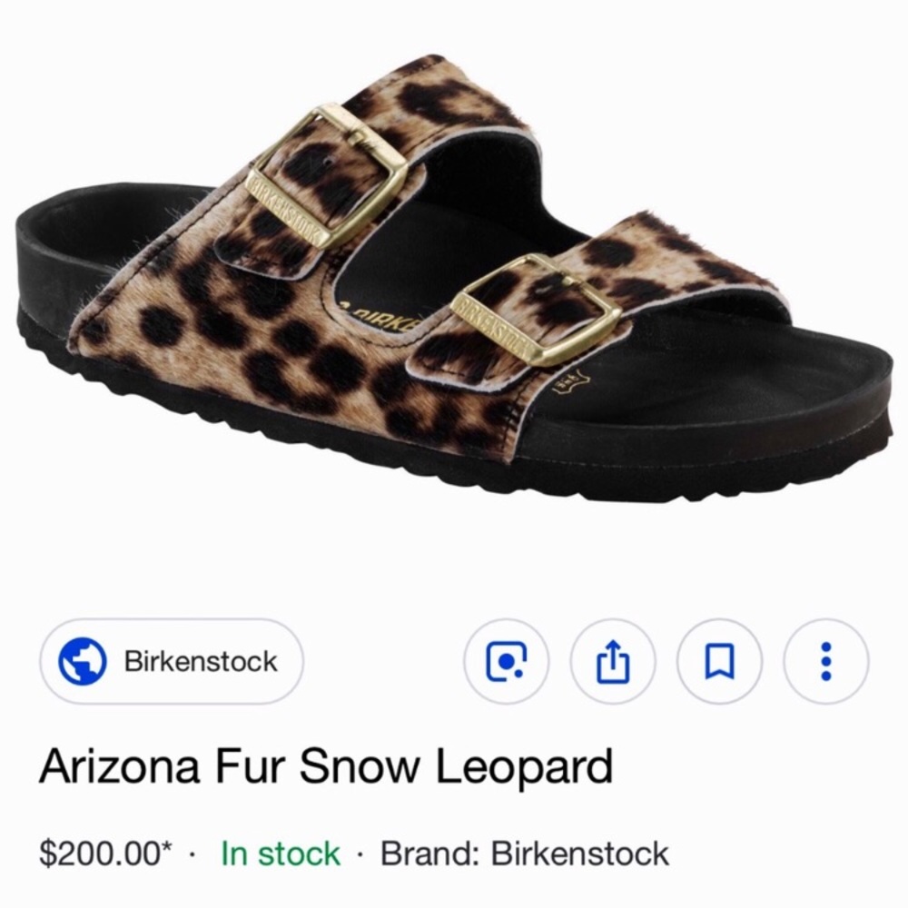 ISO Birkenstock Arizona Snow Leopard Sandals, 38